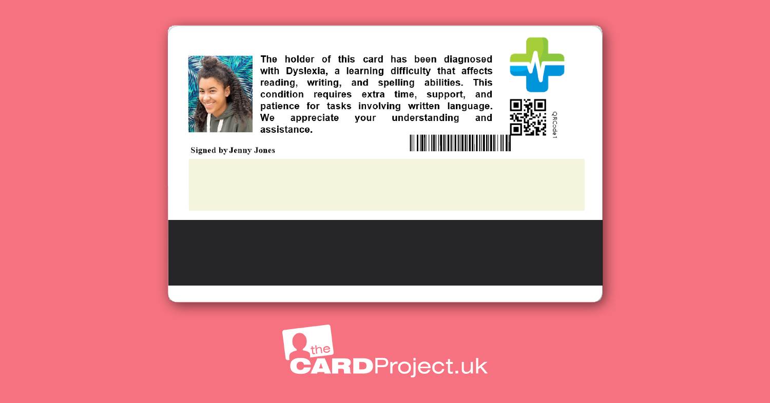 Premium Dyslexia Medical ID Card (REAR)